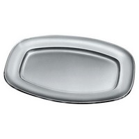photo piatto da portata ovale in acciaio inox 18/10 satinato con bordo lucido 1